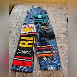 Bundle snow pants . hats and scarf